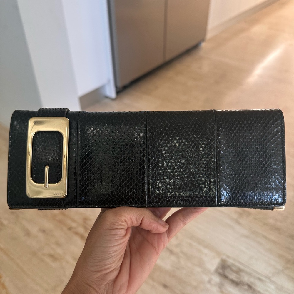 Gucci Black Clutch with Gold Buckle